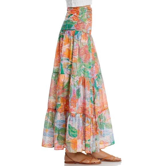 RAILS WOMENS SIZE 10 AGATHA TROPICS COTTON MAXI SKIRT ORANGE MULTI NEW - Picture 3 of 15